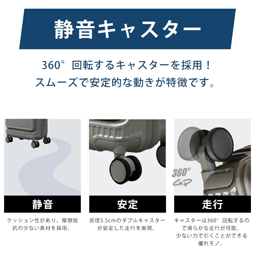 シシベラ スーツケース 機能 静音キャスター
