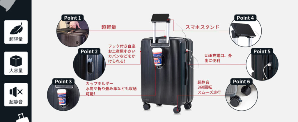yuweijie スーツケース フロントオープン