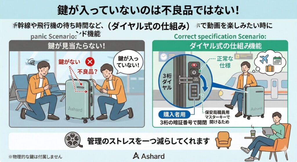 ★ 購入前に要注意!TSAロックの鍵穴とパスワード設定の落とし穴:鍵が入っていないのは不良品ではない!(ダイヤル式の仕組み)をわかりやすく図解