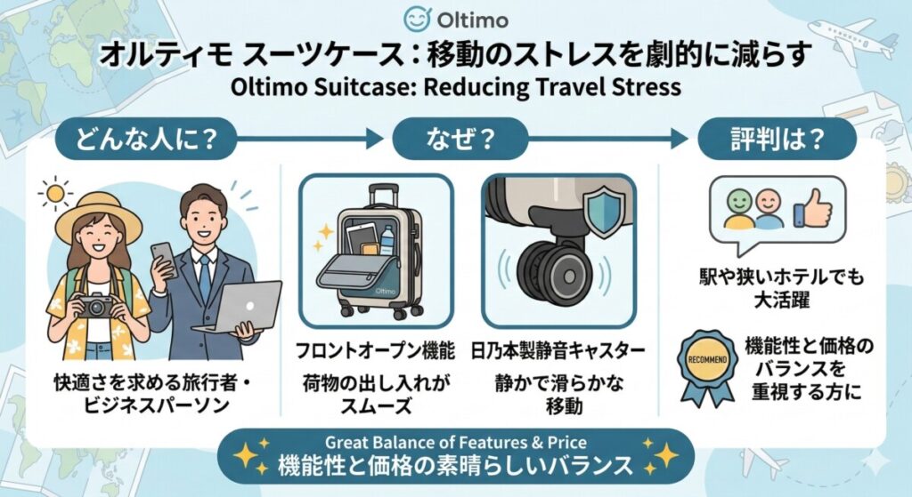 【結論】オルティモ スーツケースの口コミでわかった総合評価!買うべき人は?をわかりやすく図解