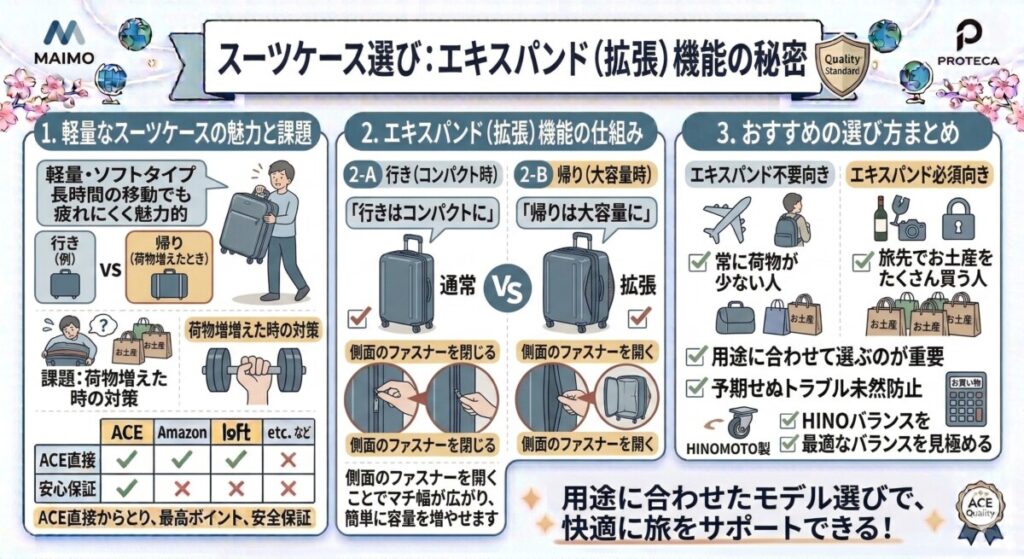 4. 軽量性とエキスパンド(拡張)機能のバランスをわかりやすく図解