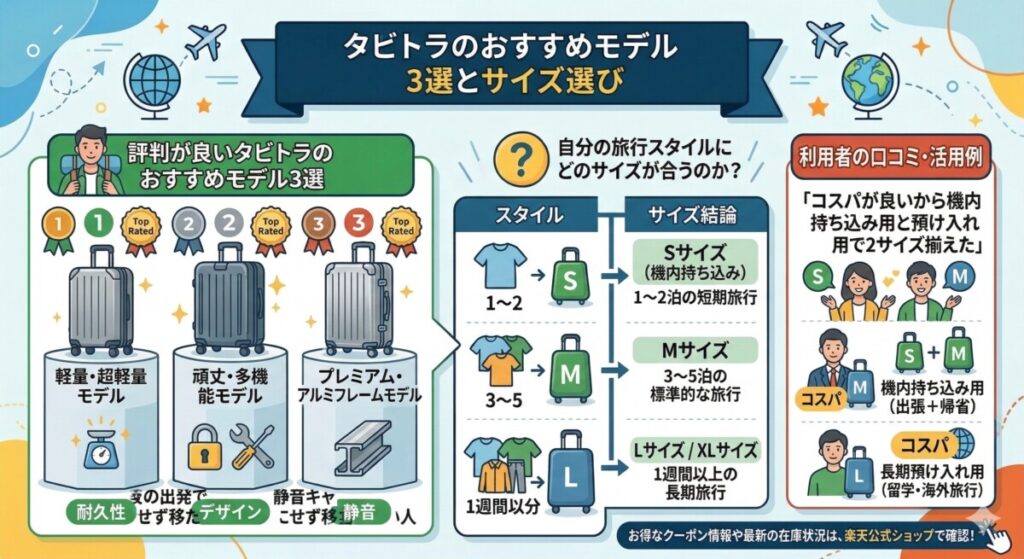 評判が良いタビトラのおすすめモデル3選とサイズ選びをわかりやすく図解