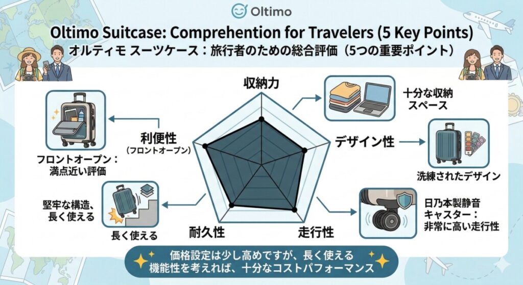 5つの評価基準でオルティモを徹底採点をわかりやすく図解