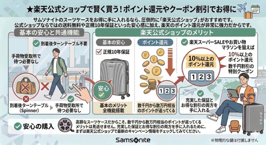 ★楽天公式ショップで賢く買う!ポイント還元やクーポン割引でお得にをわかりやすく図解