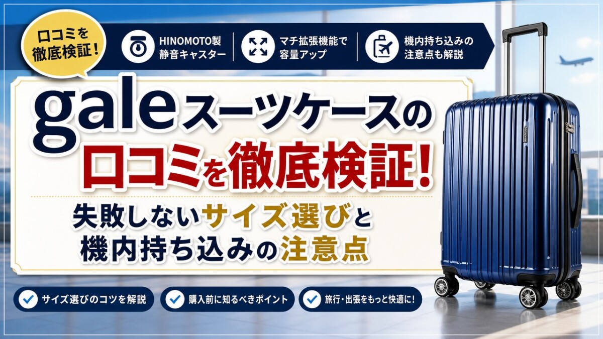 galeスーツケースの口コミを徹底検証!失敗しないサイズ選びと機内持ち込みの注意点