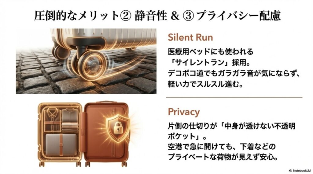 サイレントラン採用!キャスターの静音性と滑らかさに感動
