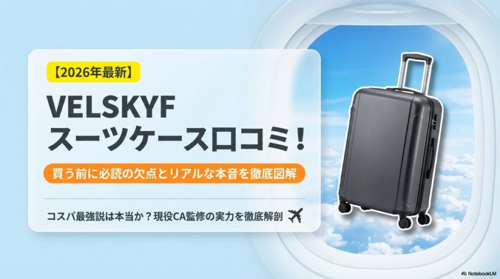 【2026年】VELSKYF スーツケース 口コミ！買う前に必読の欠点のアイキャッチ
