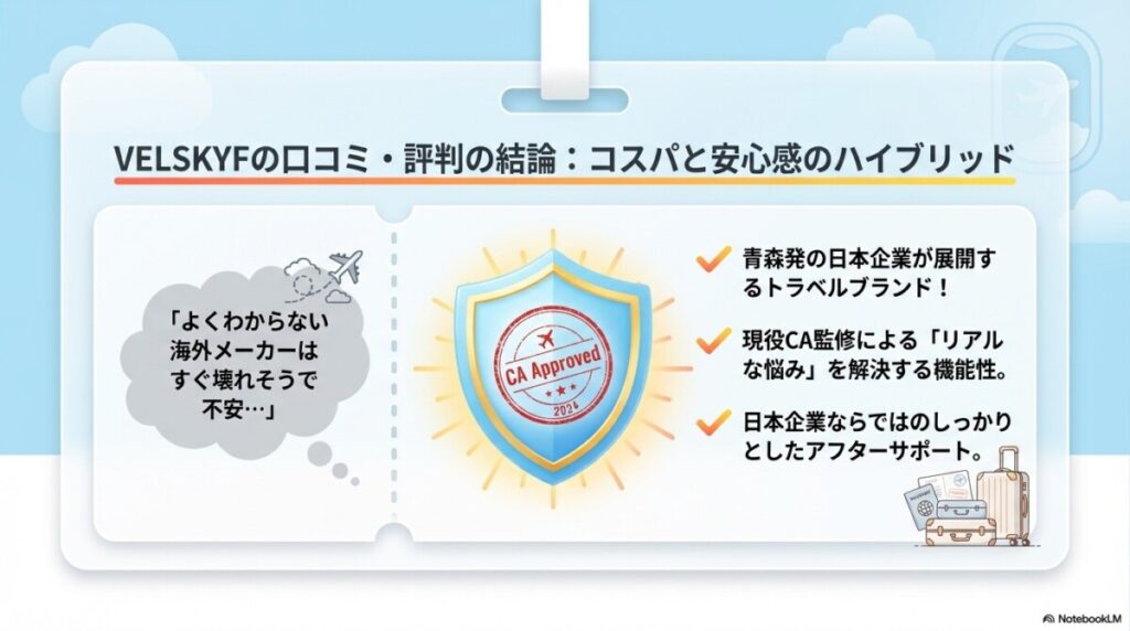 VELSKYF スーツケースの口コミ・評判の結論!コスパ最強は本当?