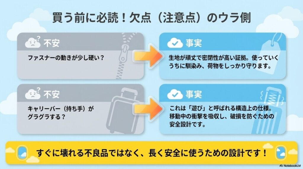 ファスナーの動きが少し硬い?