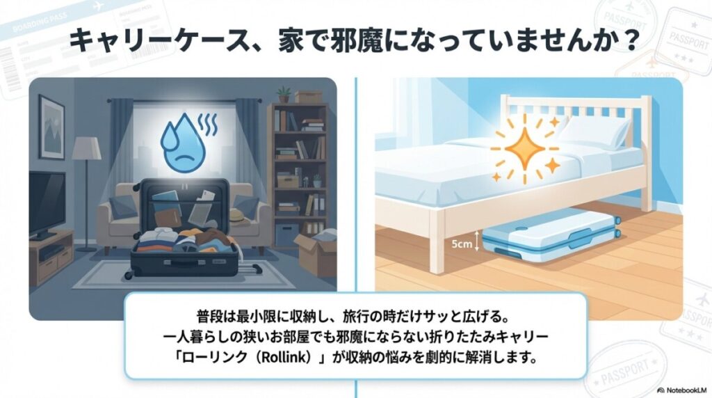ローリンク スーツケースの口コミと結論!折りたたみ収納が最大の魅力