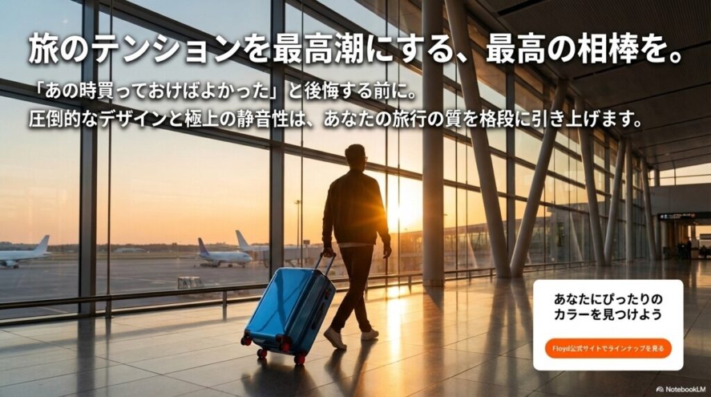 まとめ:Floydのスーツケースは旅のテンションを最高潮にする最高の相棒!