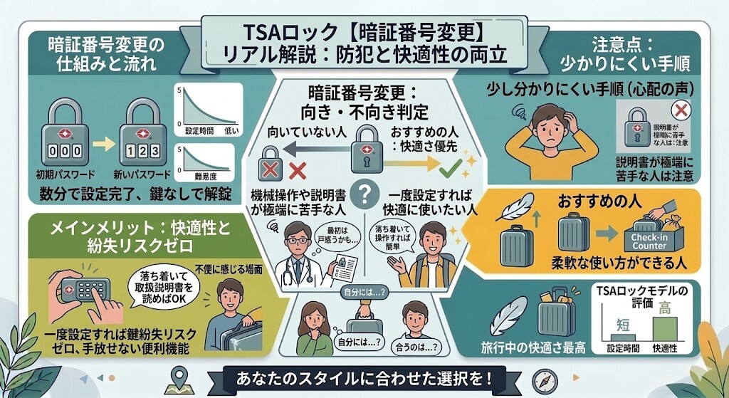 注意点5:TSAロックの暗証番号設定で戸惑う声もをわかりやすく図解