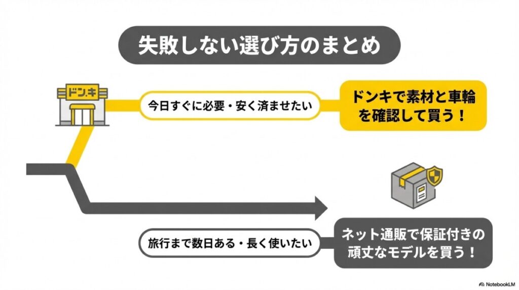 まとめ:ドンキのスーツケースの口コミを踏まえ、自分にぴったりの1台を手に入れよう