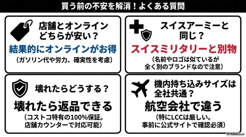 コストコのスーツケースに関するよくある質問