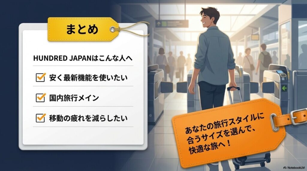 まとめ:HUNDRED JAPANのスーツケースはこんな人におすすめ!