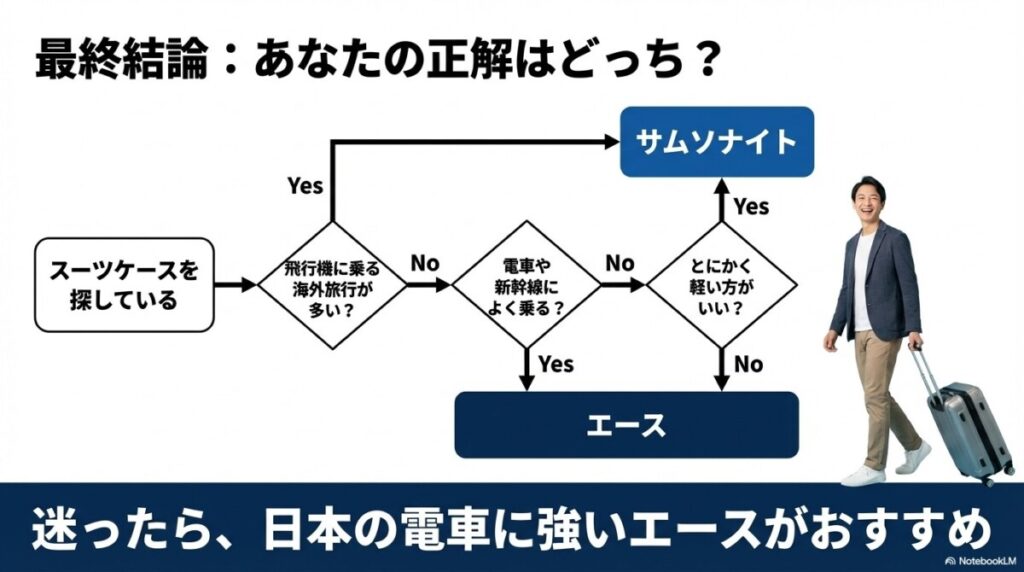 まとめ:サムソナイトとエース、あなたにとってどちらが良い?