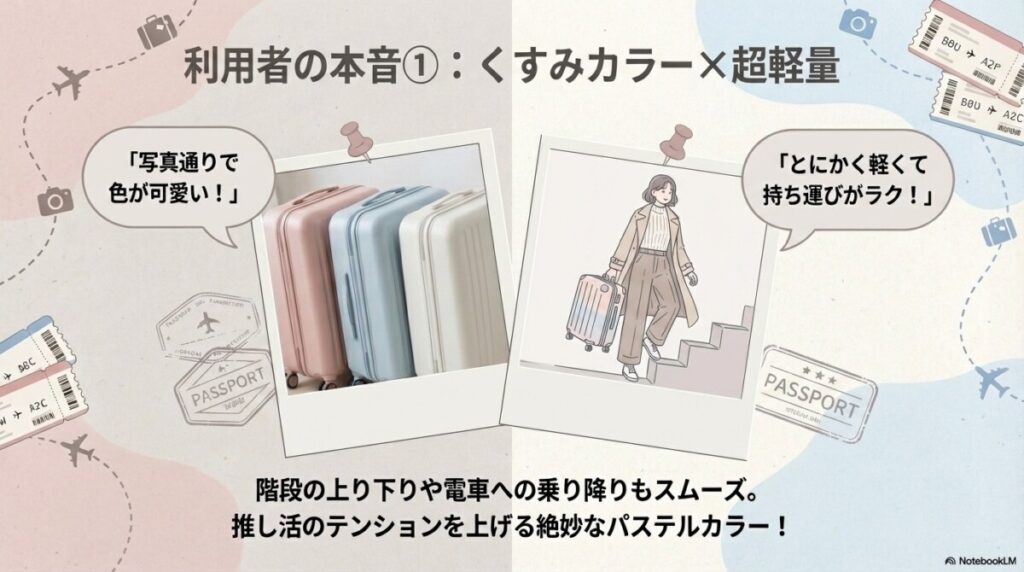 良い口コミ:くすみカラーが可愛くて軽量!コスパ最強の声