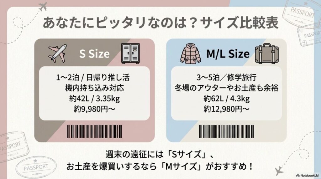 1泊〜2泊向け(Sサイズ・機内持ち込み対応)