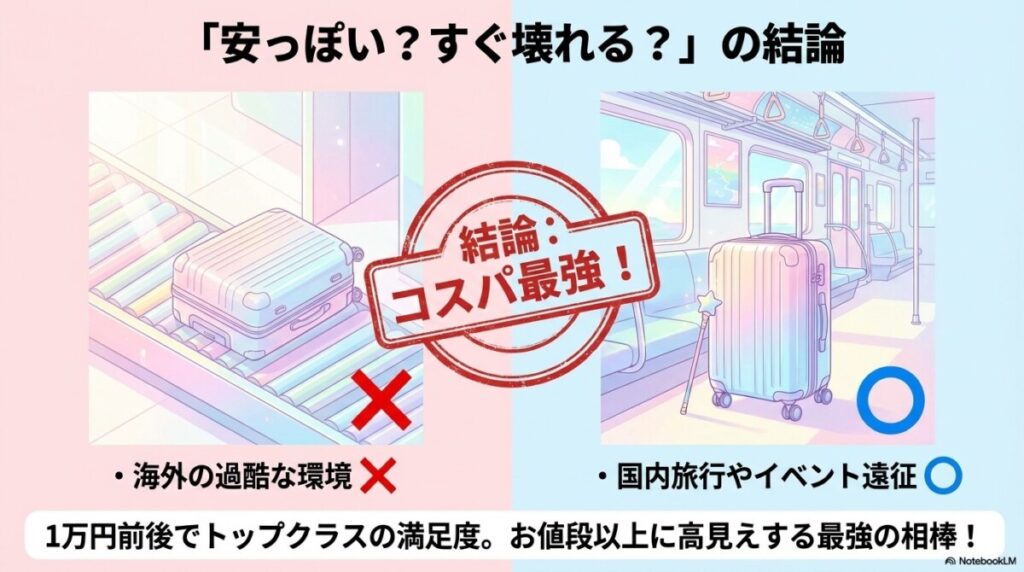 B4U スーツケースの口コミ総評!安っぽい?すぐ壊れる?の結論