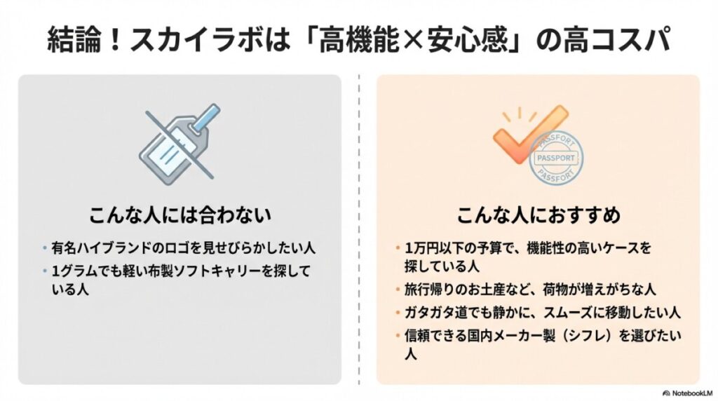 1. 結論!スカイラボのスーツケースは口コミ通りの高コスパ?【おすすめな人・合わない人】