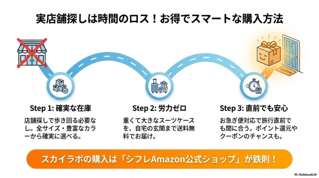 4. スカイラボ スーツケースをAmazon公式ショップでお得に買う方法