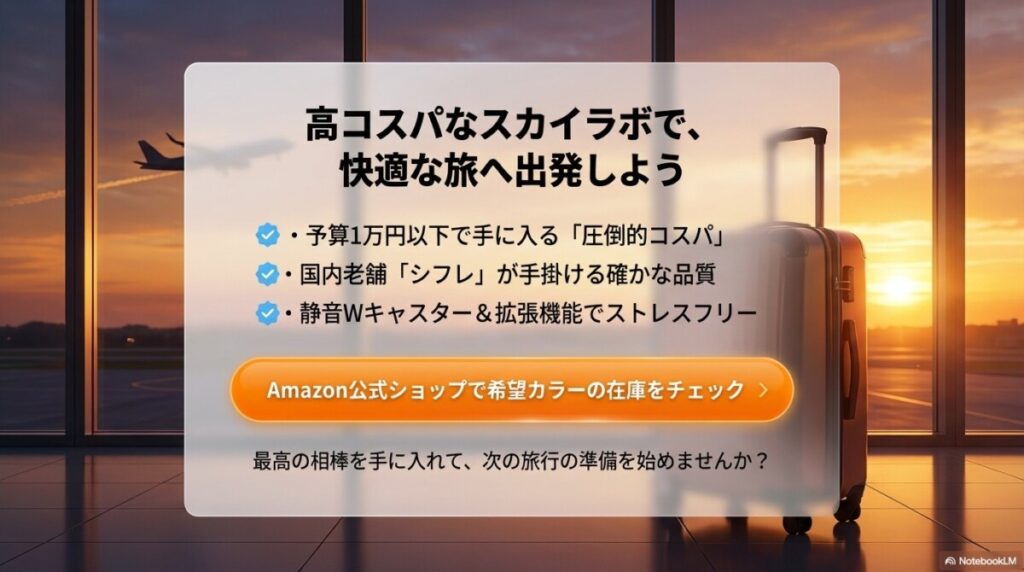 6. まとめ:スカイラボ スーツケースで快適な旅行へ出発しよう