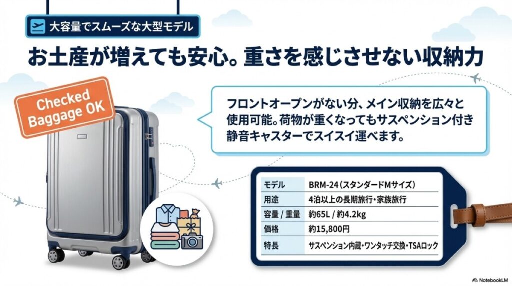 長期旅行や出張に!大容量でスムーズな大型モデル