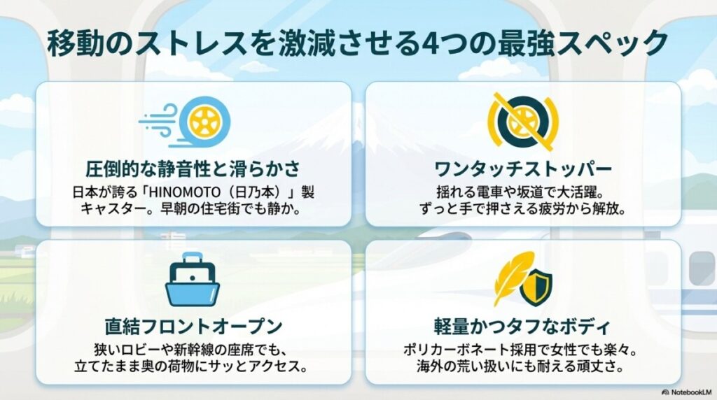 HINOMOTO(日乃本)キャスターの圧倒的な静音性と滑らかさ