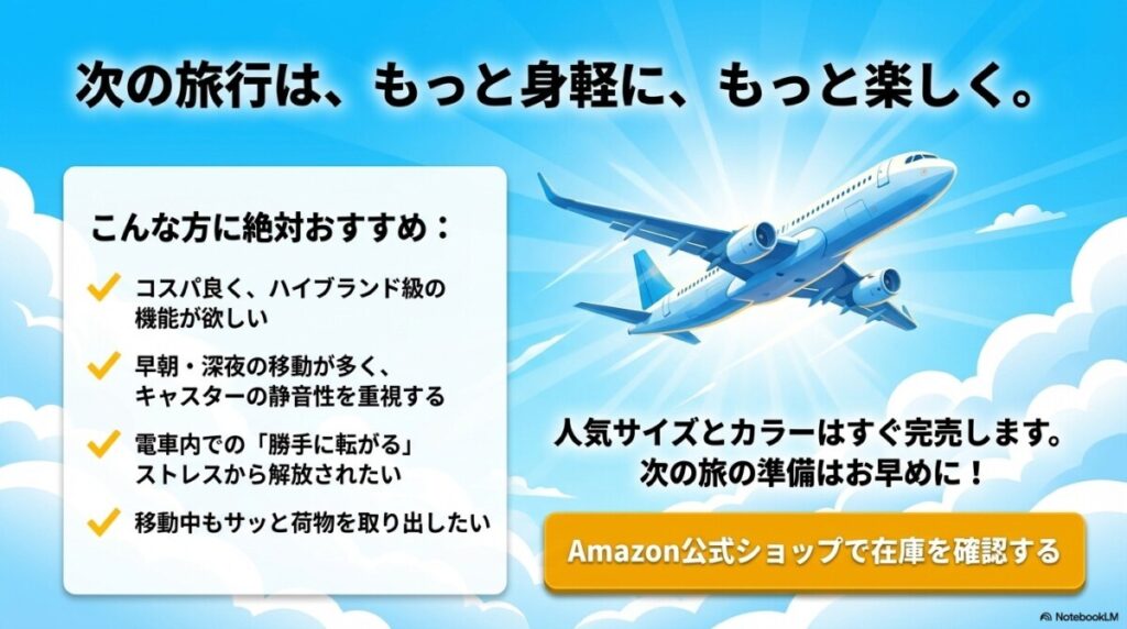 まとめ:アルファ スカイ スーツケースはこんな人におすすめ!