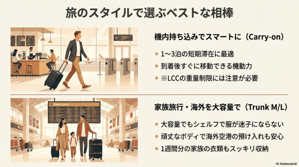 キャリーオン(機内持ち込み対応)モデルの特徴と口コミ
