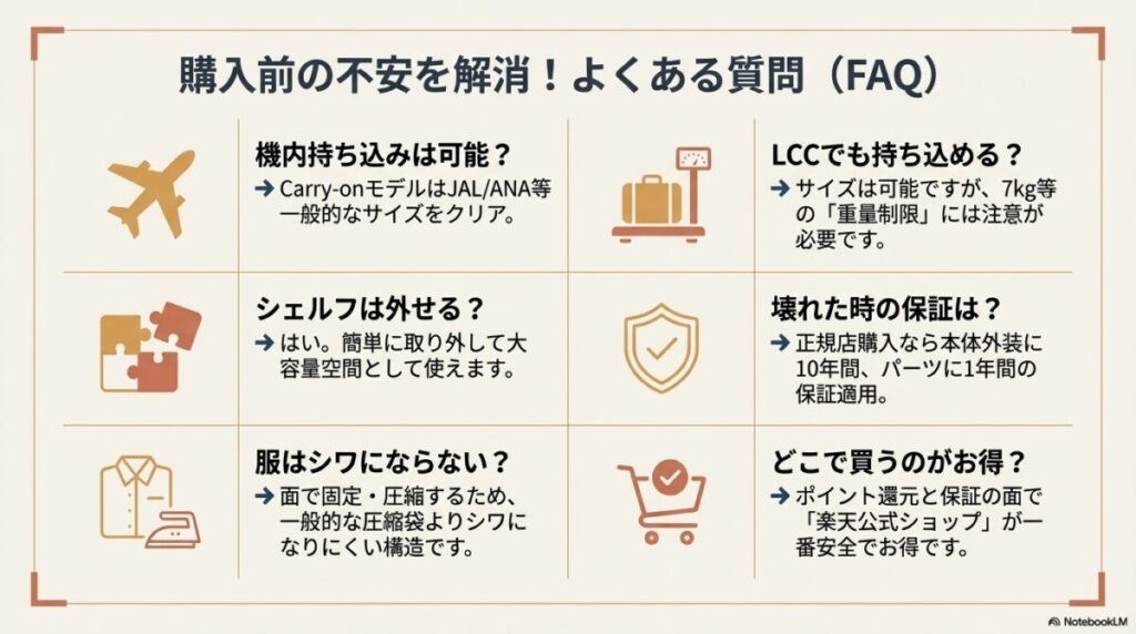 ソルガード スーツケースに関するよくある質問(FAQ)